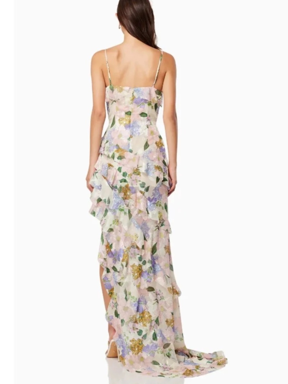 Elliatt - Australia 🇦🇺 L Kyla Asymmetrical Ruffle Gown Organza Straps Floral - Picture 3 of 16